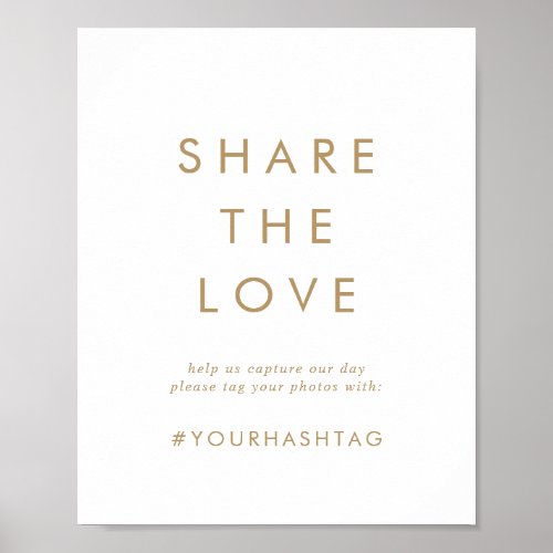 Chic Gold Typography Share The Love Hashtag Poster