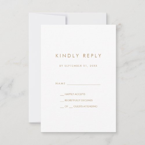 Chic Gold Typography Simple RSVP Card