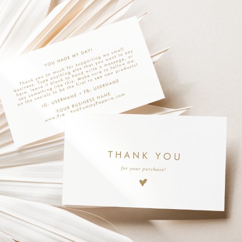 Chic Gold Typography Thank You Business Card