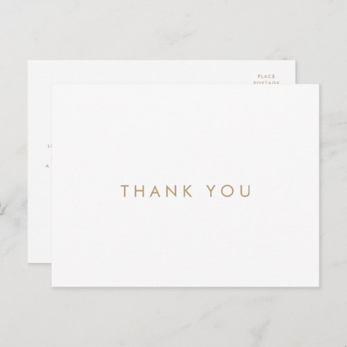 Chic Gold Typography Thank You Postcard