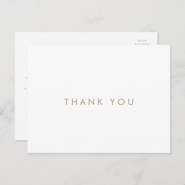 Chic Gold Typography Thank You Postcard (Front/Back)