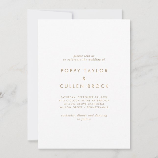 Chic Gold Typography The Wedding Of Invitation (Front)