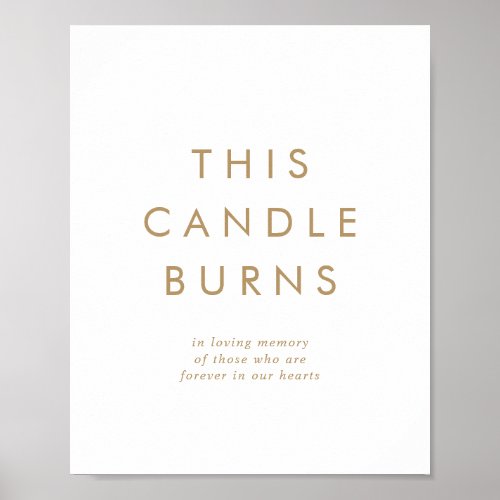 Chic Gold Typography This Candle Burns Wedding Poster