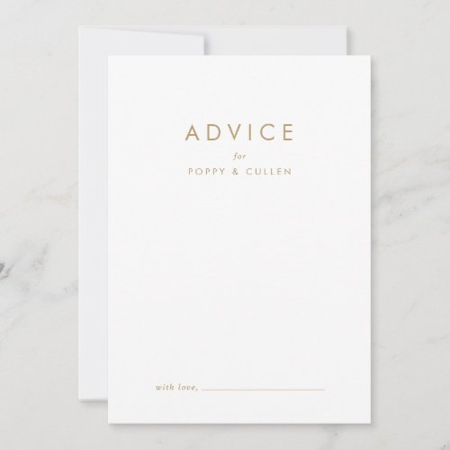 Chic Gold Typography Wedding Advice Card