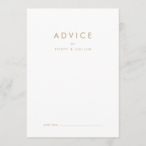 Chic Gold Typography Wedding Advice Card