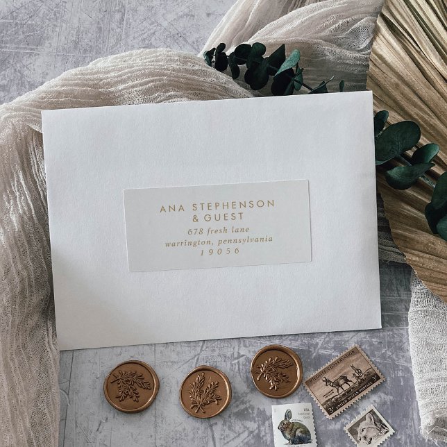 Chic Gold Typography Wedding Guest Address Labels (Creator Uploaded)