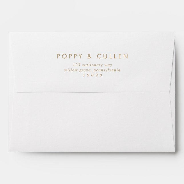 Chic Gold Typography Wedding Invitation Envelope (Back (Top Flap))