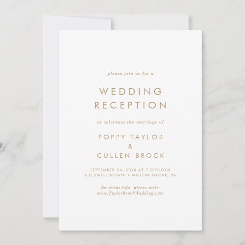 Chic Gold Typography Wedding Reception Invitation