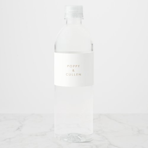 Chic Gold Typography Wedding Water Bottle Label