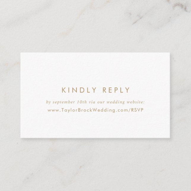 Chic Gold Typography Wedding Website RSVP Enclosure Card (Front)
