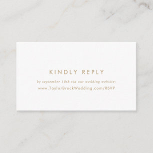 Chic Gold Typography Wedding Website RSVP Enclosure Card