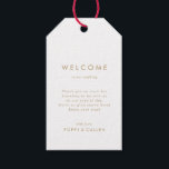Chic Gold Typography Wedding Welcome Gift Tags<br><div class="desc">These chic gold typography wedding welcome gift tags are perfect for a modern wedding. The simple design features classic minimalist gold and white typography with a rustic boho feel. Customizable in any color. Keep the design minimal and elegant, as is, or personalize it by adding your own graphics and artwork....</div>