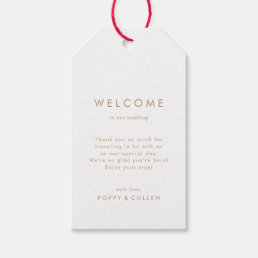 Chic Gold Typography Wedding Welcome Gift Tags