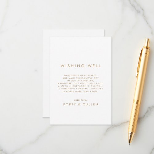 Chic Gold Typography Wedding Wishing Well Card