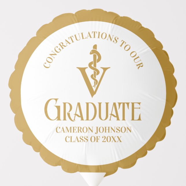 Chic Gold Veterinary School Graduation Party Balloon (Front)