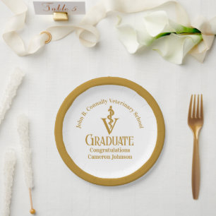 Chic Gold Veterinary School Graduation Party Paper Plates