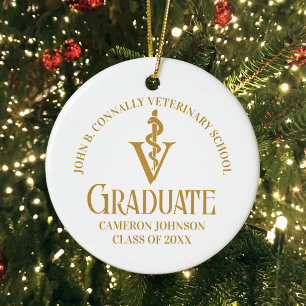 Chic Gold Veterinary School Photo Graduation Ceramic Ornament