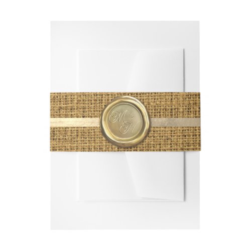    Chic Gold Vintage Initials Custom Wedding Favor Invitation Belly Band