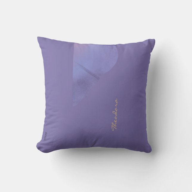 Chic Gold Violet Abstract Floral Pattern Throw Pillow (Front)