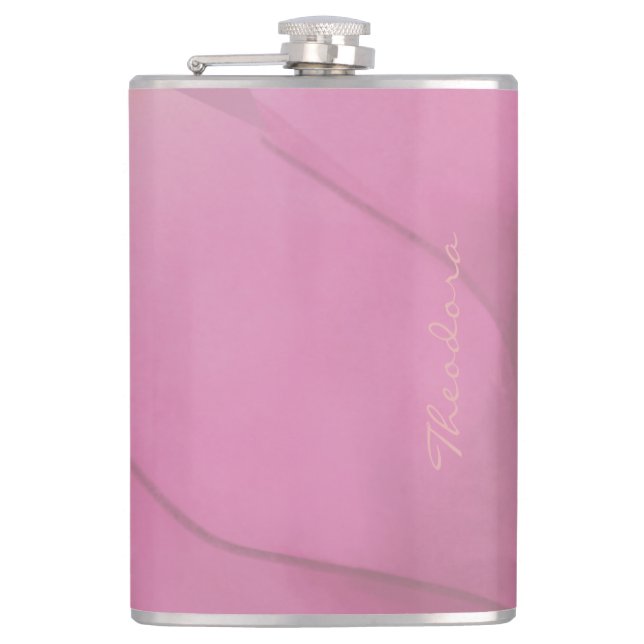 Chic Gold Violet Floral Flask (Front)