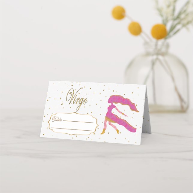 Chic Gold Virgo Zodiac Birthday Place Card (Front)