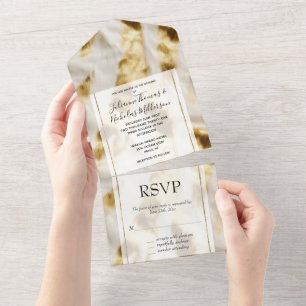 Chic Gold White Cowhide All In One Invitation