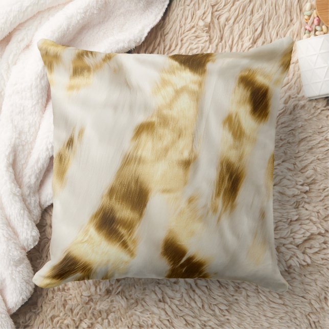 Chic Gold White Cowhide  Throw Pillow (Blanket)