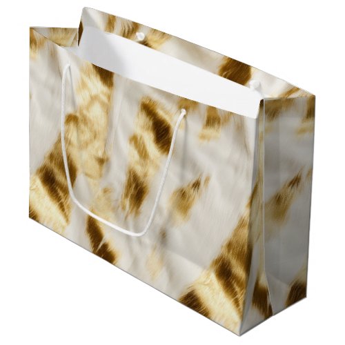 Chic Gold White Cowhide Western  Large Gift Bag
