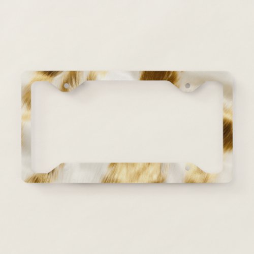 Chic Gold White Cowhide Western  License Plate Frame