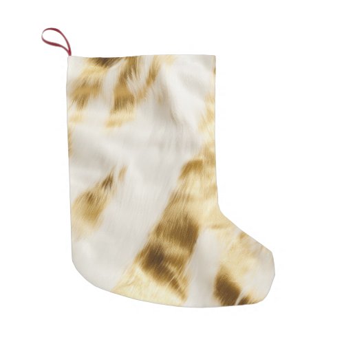 Chic Gold White Cowhide Western  Small Christmas Stocking