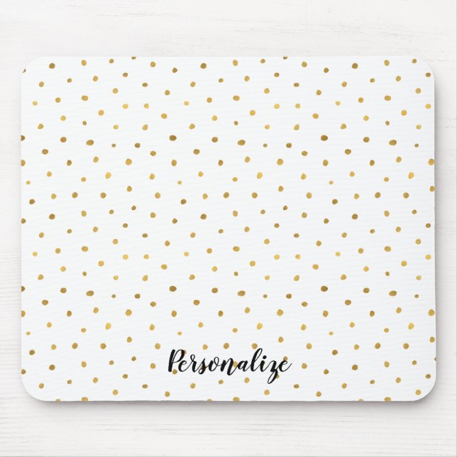 Chic Gold White Dots Mouse Pad (Front)