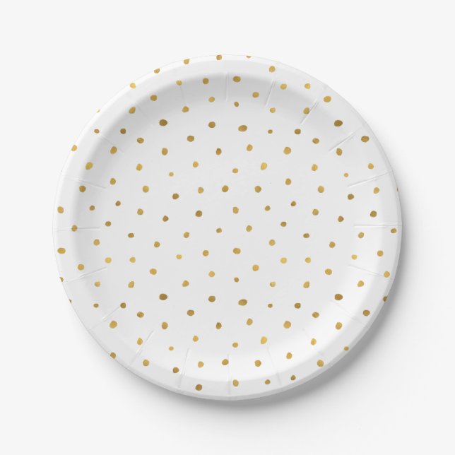 Chic Gold White Dots Paper Plates (Front)