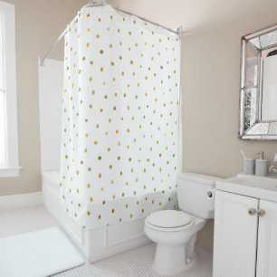 Chic Gold White Dots Shower Curtain