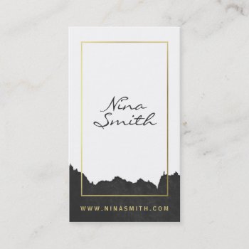 Chic Gold White Elegant Modern Black Watercolor Business Card by busied at Zazzle