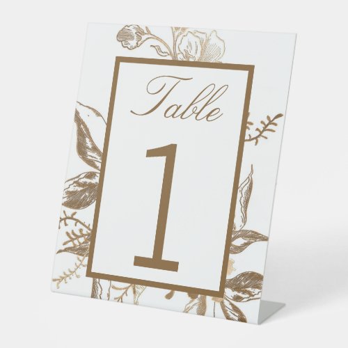 Chic Gold  White Faux Metal Floral Wedding  Table Pedestal Sign
