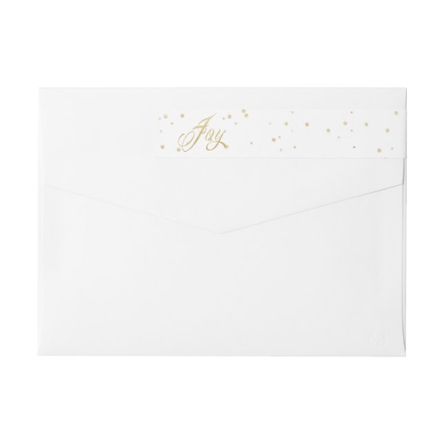 Chic Gold & White Joy Christmas Holiday Wrap Around Label (Back)