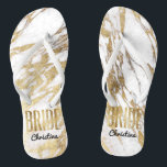 Chic Gold White Marble Bride Wedding Bachelorette Flip Flops<br><div class="desc">Elegant,  chic,  and modern faux printed gold and white marble patterns,  Bride keepsake flip flops. This classic and sophisticated design is perfect for the classy,  trendy,  and stylish Bride. Wear them to your bachelorette party or any pre-wedding event. All photo print design.</div>