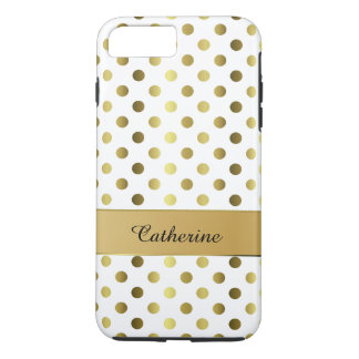 Chic Gold & White Polka Dot iPhone 7 Plus case