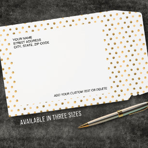 Chic Gold White Polka Dots Custom Address Text Envelope Mailers