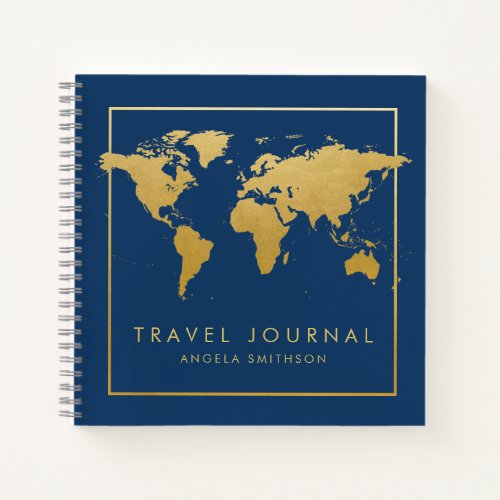 Chic Gold World Map Travel Journal Notebook