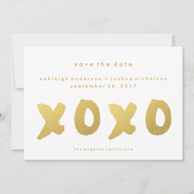 Chic Gold | XOXO Simple Modern Save the Date (Front)