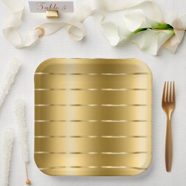 Chic Gold Yellow Ribbon Bridal Shower Paper Plates (Wedding)