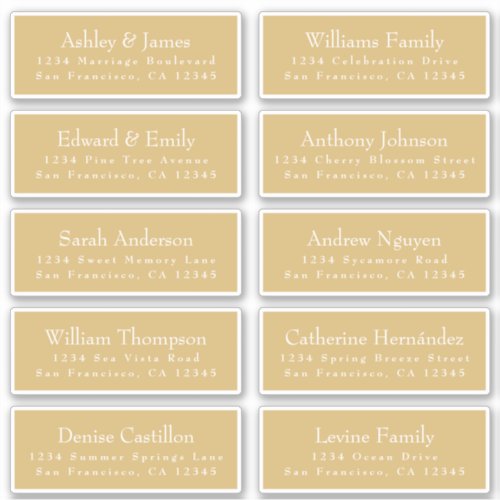 Chic Gold Yellow Wedding Guest Address Labels