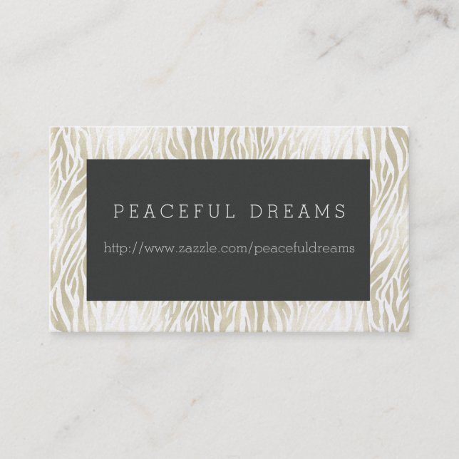 Chic Gold Zebra Print Business Card (Front)