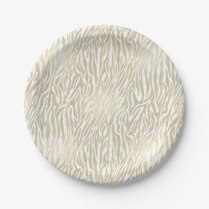 Chic Gold Zebra Print Paper Plates