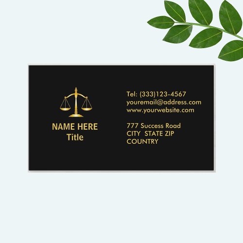 Chic Golden and Black Lawyer  Business Card