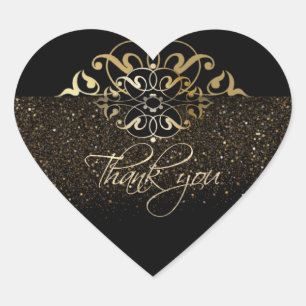 chic, golden black with thanks heart sticker