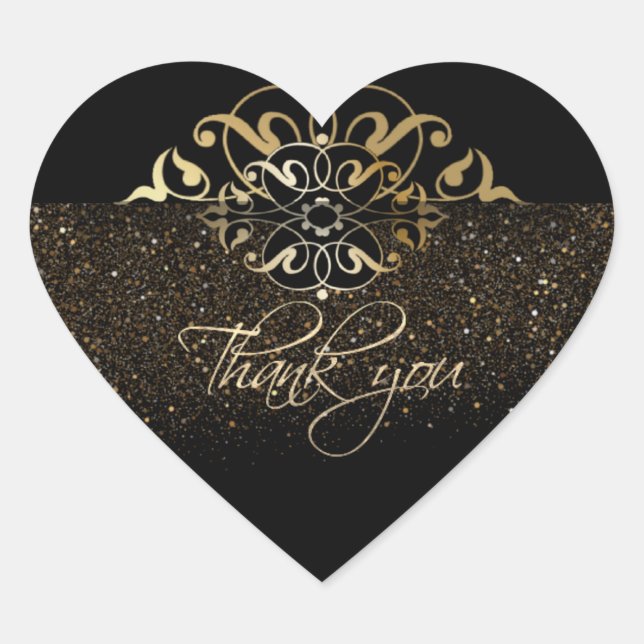 chic, golden black with thanks heart sticker (Front)