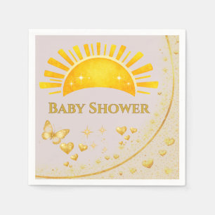 Chic Golden Butterfly Baby Shower Party Tableware  Napkins