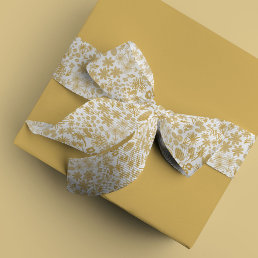 Chic Golden Ditzy Floral Satin Ribbon